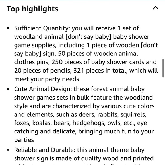 Lot of Woodland Baby Shower Decor & Games - Gently Used - Picture 4 of 7